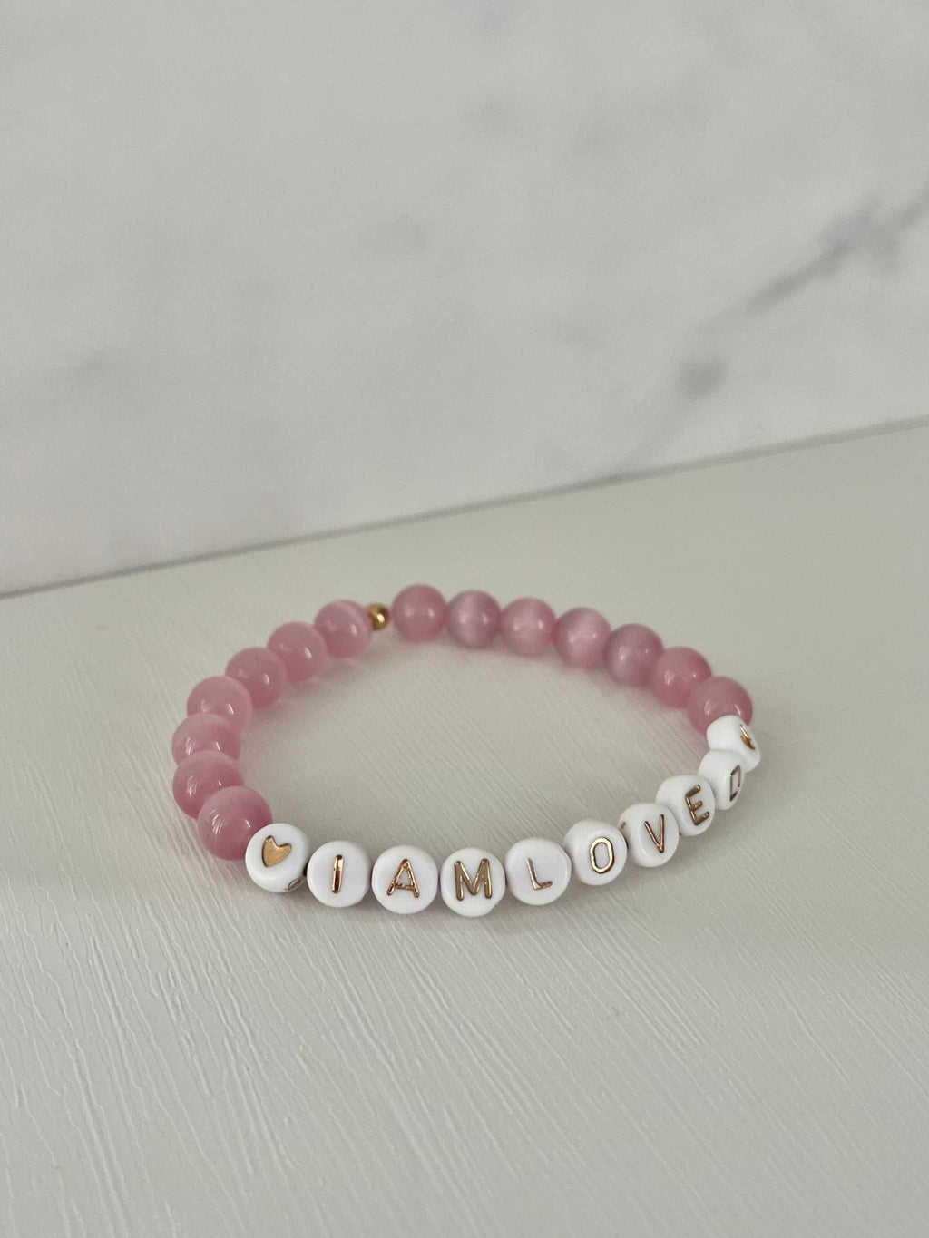 I Am Loved Pink Opal and White Bead Bracelet – Christian Jewelry