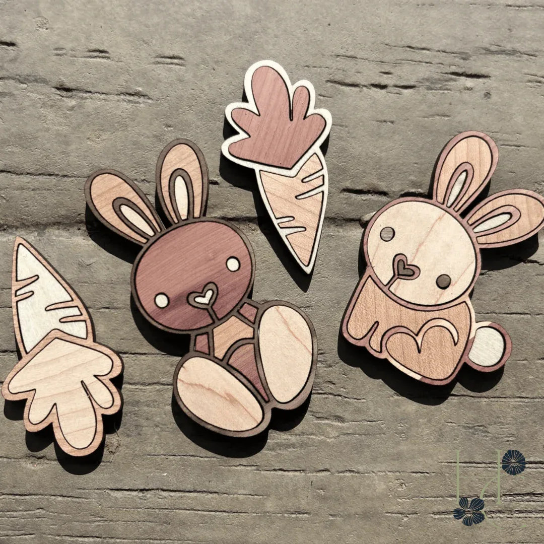 Bunny Wood Magnet Set