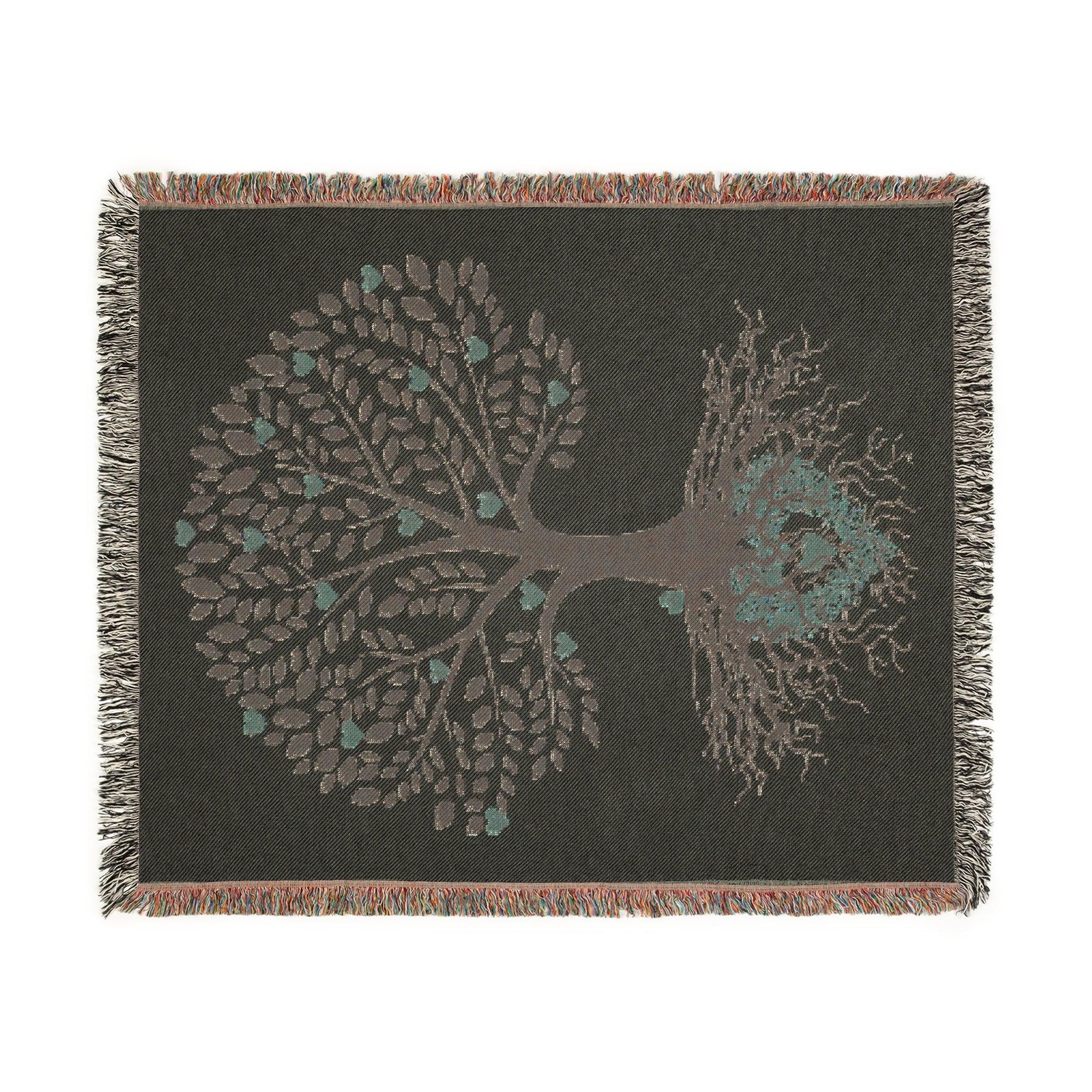 Artistic Tree Woven Blanket - Cozy Home Decor with Inspirational Design