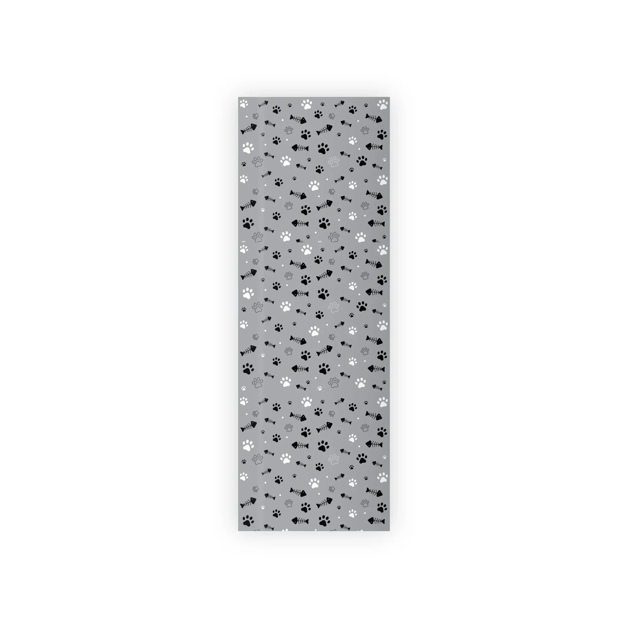 Pet Paw Print Gift Wrap Roll — Grey Cat & Dog Themed Wrapping Paper 28" x 79" Satin