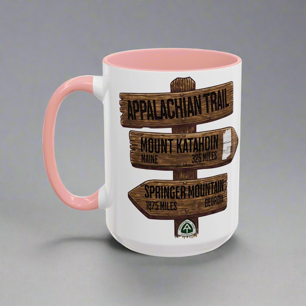 Appalachian Trail Accent Mug AT Mileage Sign Pink