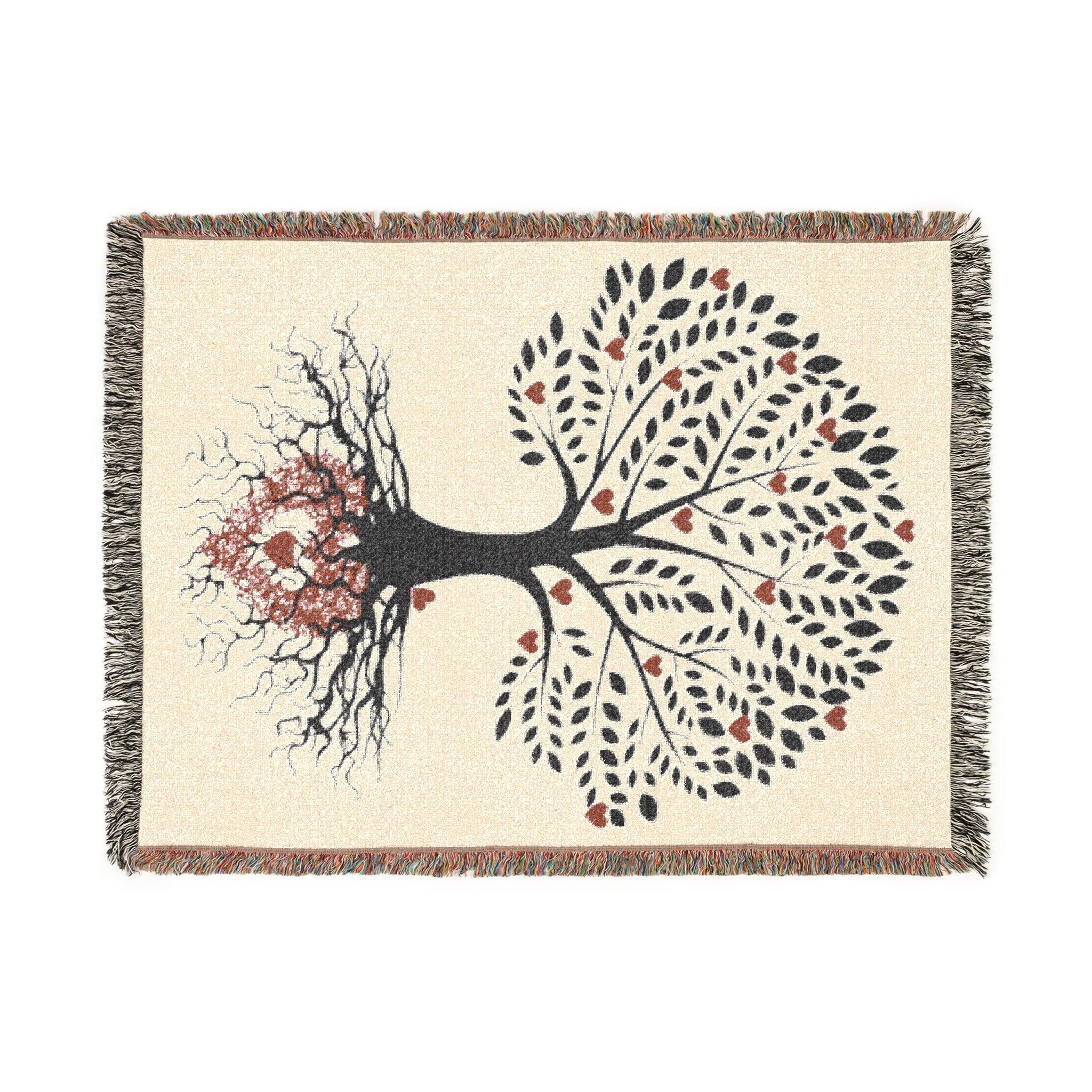 Artistic Tree Woven Blanket - Cozy Home Decor with Inspirational Design 80" × 60"