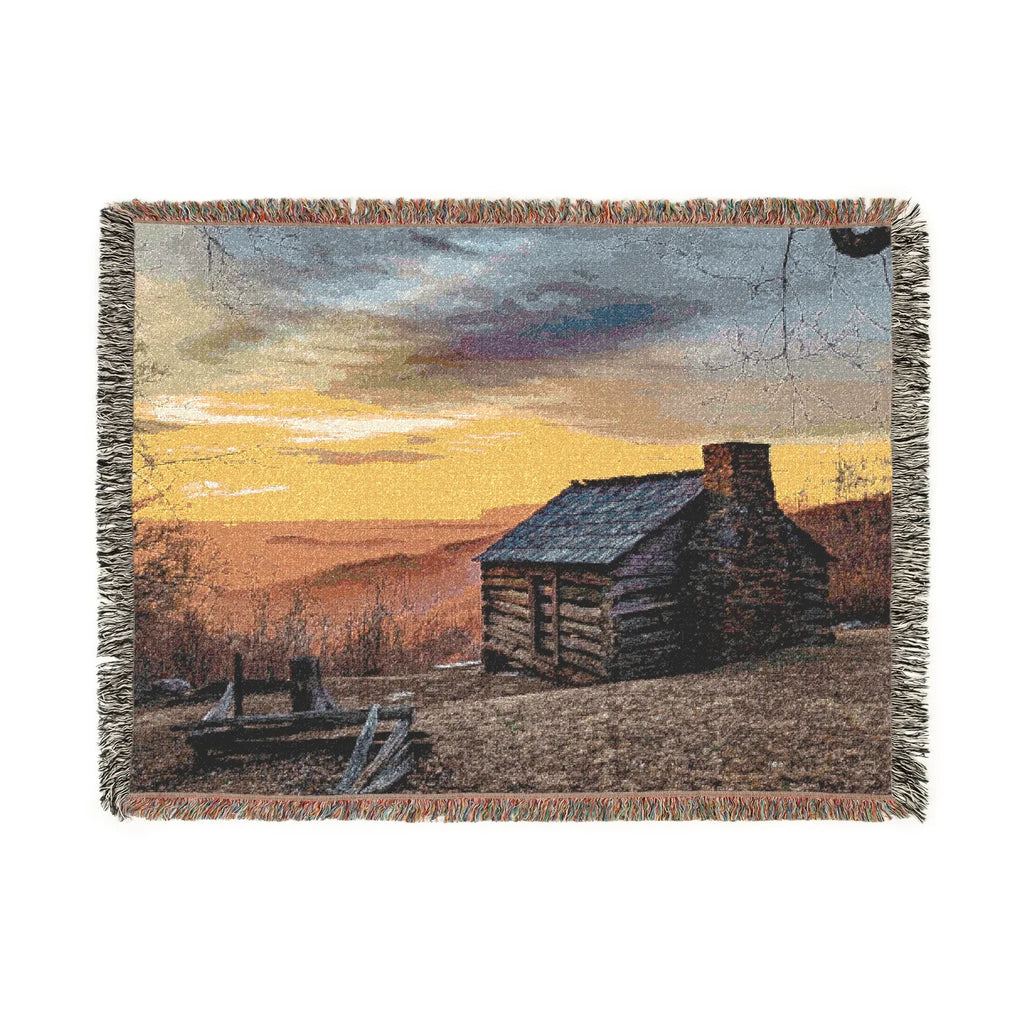 Scenic Woven Blanket - Cozy Cabin Sunset Throw for Home Décor 80" × 60"
