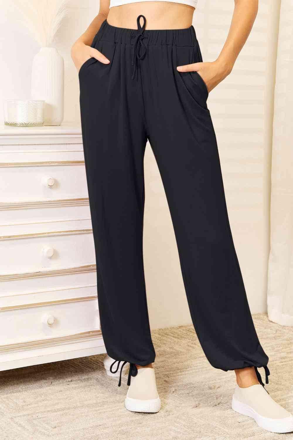Basic Bae Full Size Soft Rayon Drawstring Women Waist Pants with Pockets