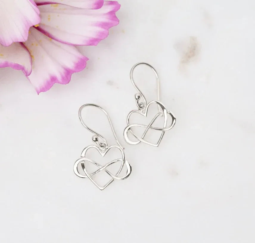 Infinity Heart Dangle Earrings – Mixed Metals - Bronze and Sterling Silver