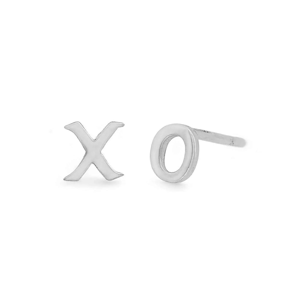 Sterling Silver XO Post Earrings – Tiny Hugs and Kisses Studs 5x5mm