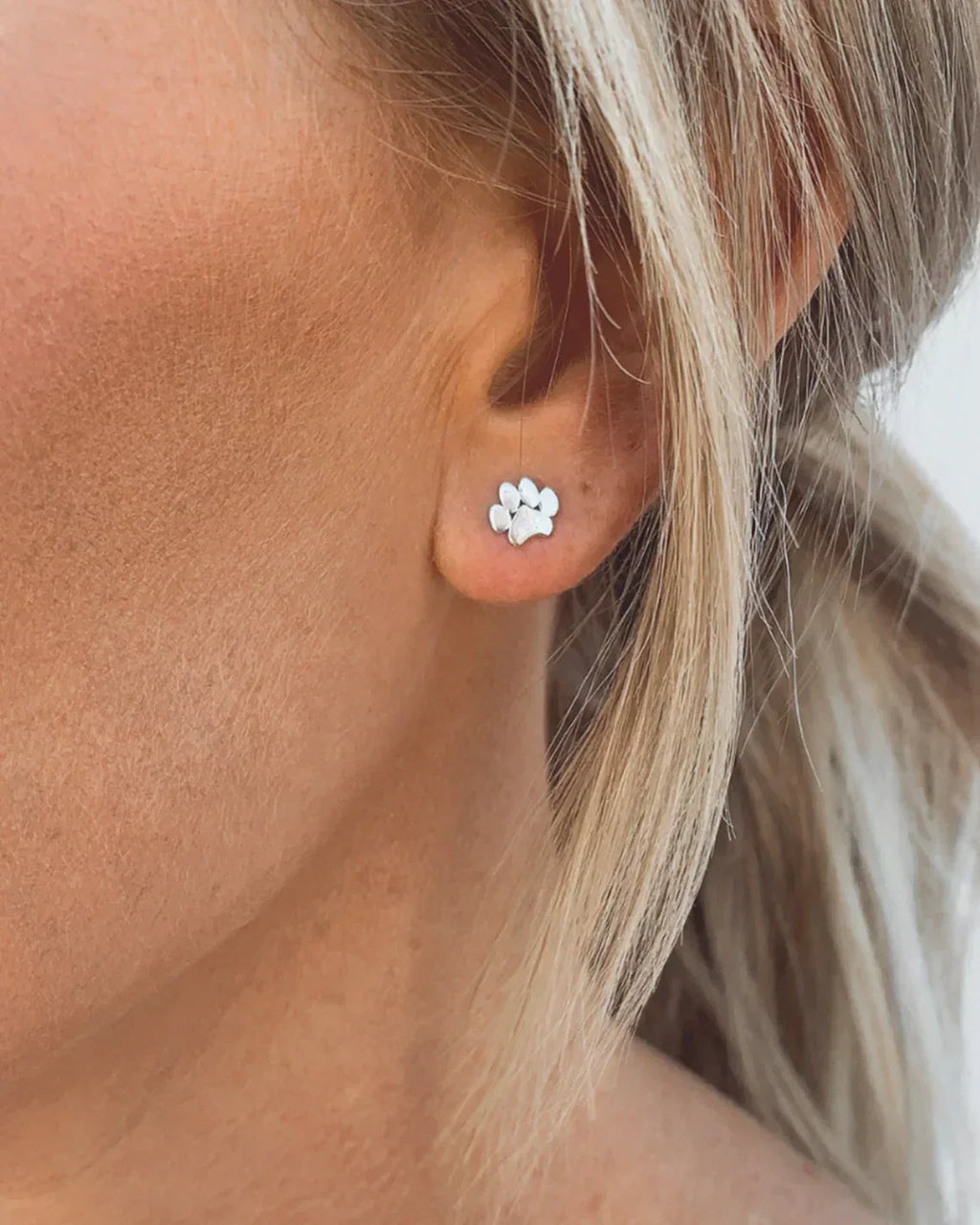Sterling Silver Paw Stud Earrings – Pet Lover Dog Jewelry Gift