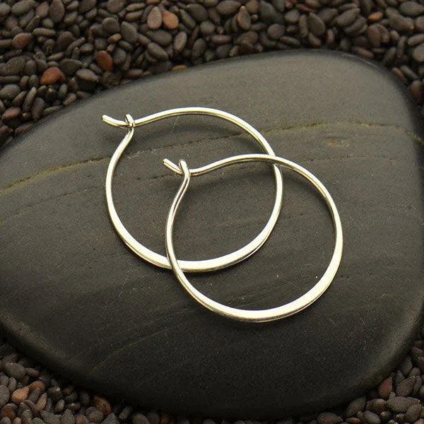 Sterling Silver Hammered Circle Hoop Earrings – 20mm Everyday Modern Hoops