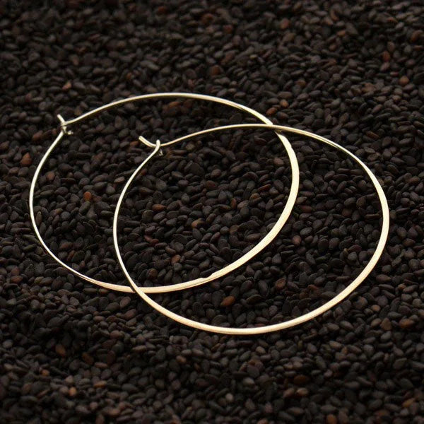 Sterling Silver Hammered Circle Hoop Earrings – Extra Large 50mm Statement Hoops