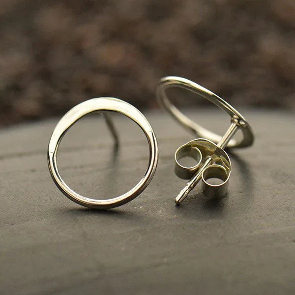 Sterling Silver Open Circle Post Earrings – 10mm Minimalist Studs