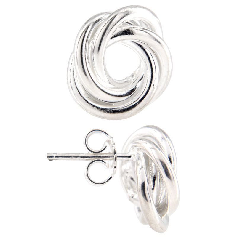 Love Knot Stud Earrings – Sterling Silver, 11mm