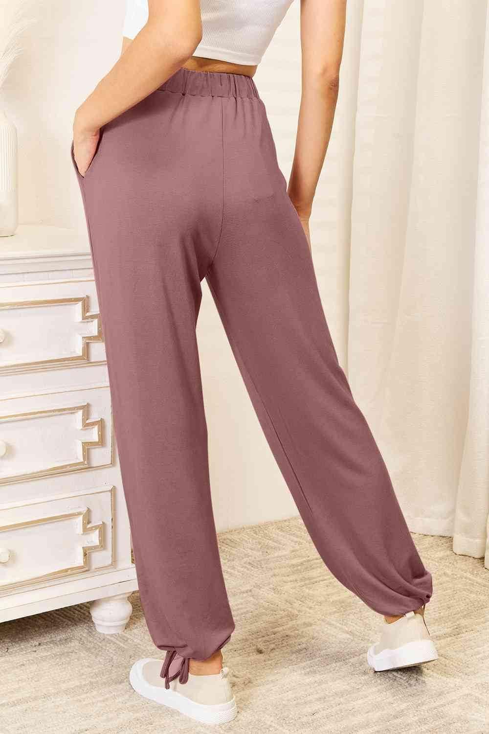 Basic Bae Full Size Soft Rayon Drawstring Women Waist Pants with Pockets