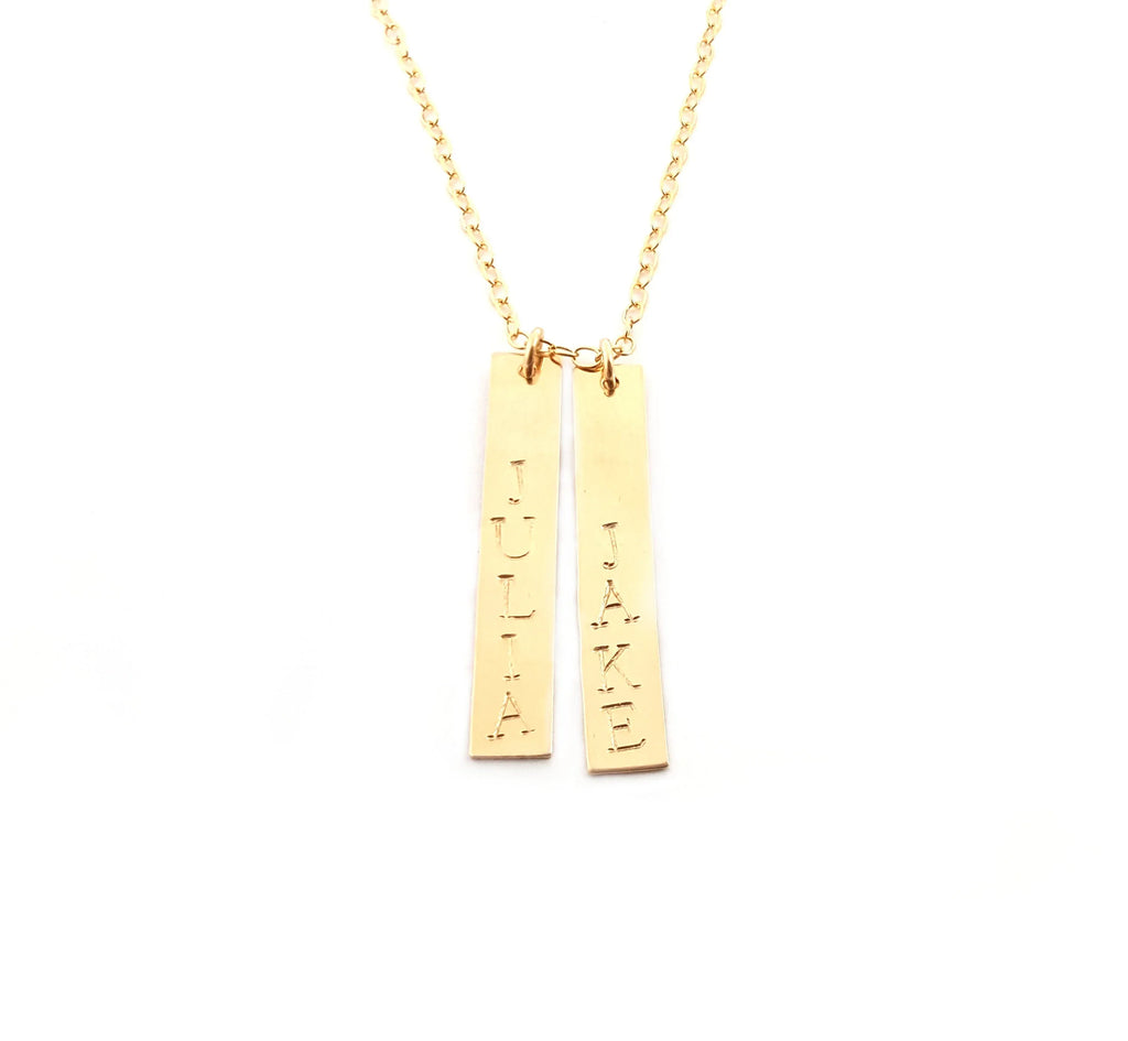 Vertical Gold Bar Name Necklace - 14k Gold Filled Jewelry - Personalized Necklace - Gift For Her