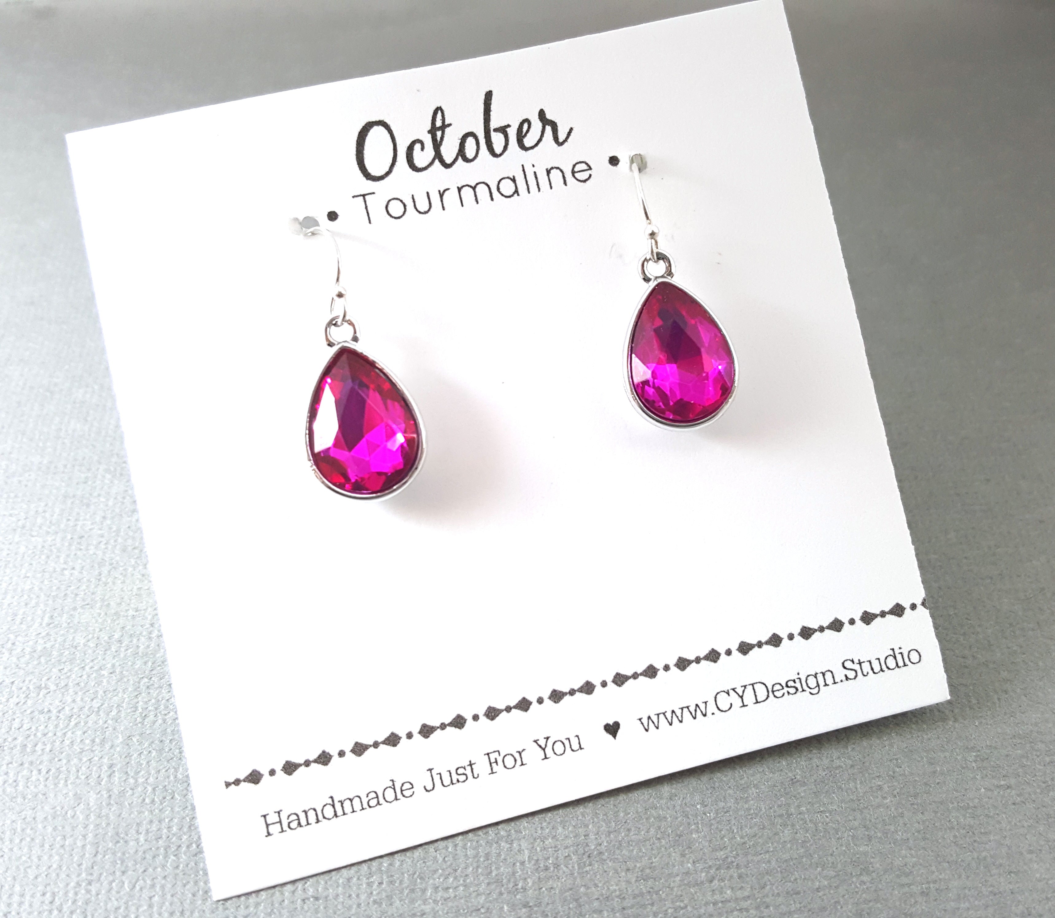 October Birthstone Earrings - Crystal Teardrop Earrings