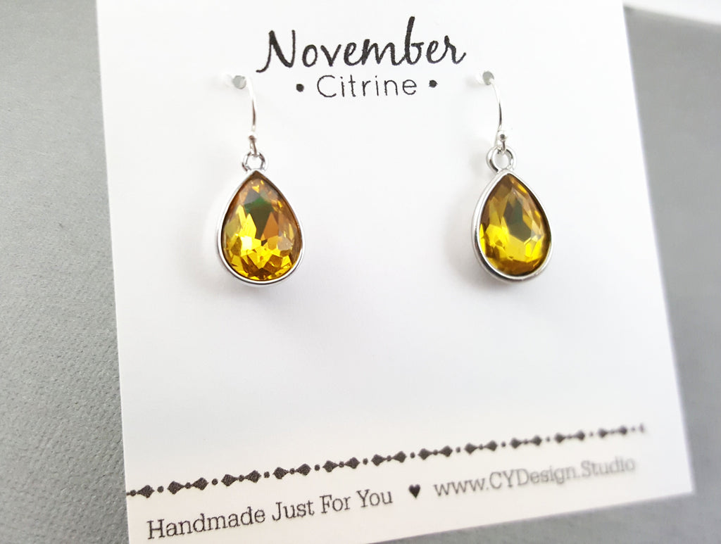 November Birthstone Earrings - Crystal Teardrop Earrings