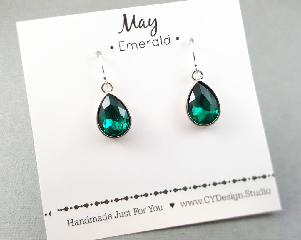 May Birthstone Earrings - Crystal Teardrop Earrings