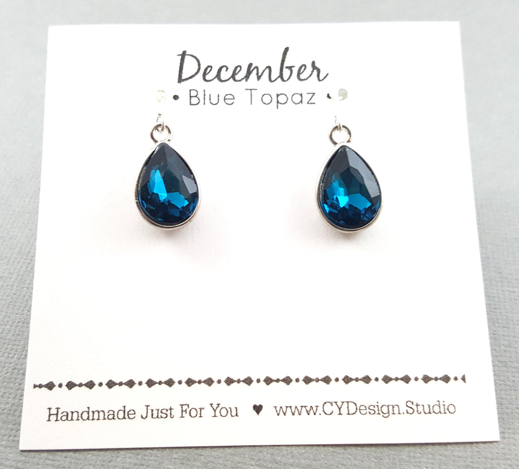December Birthstone Earrings - Crystal Teardrop Earrings