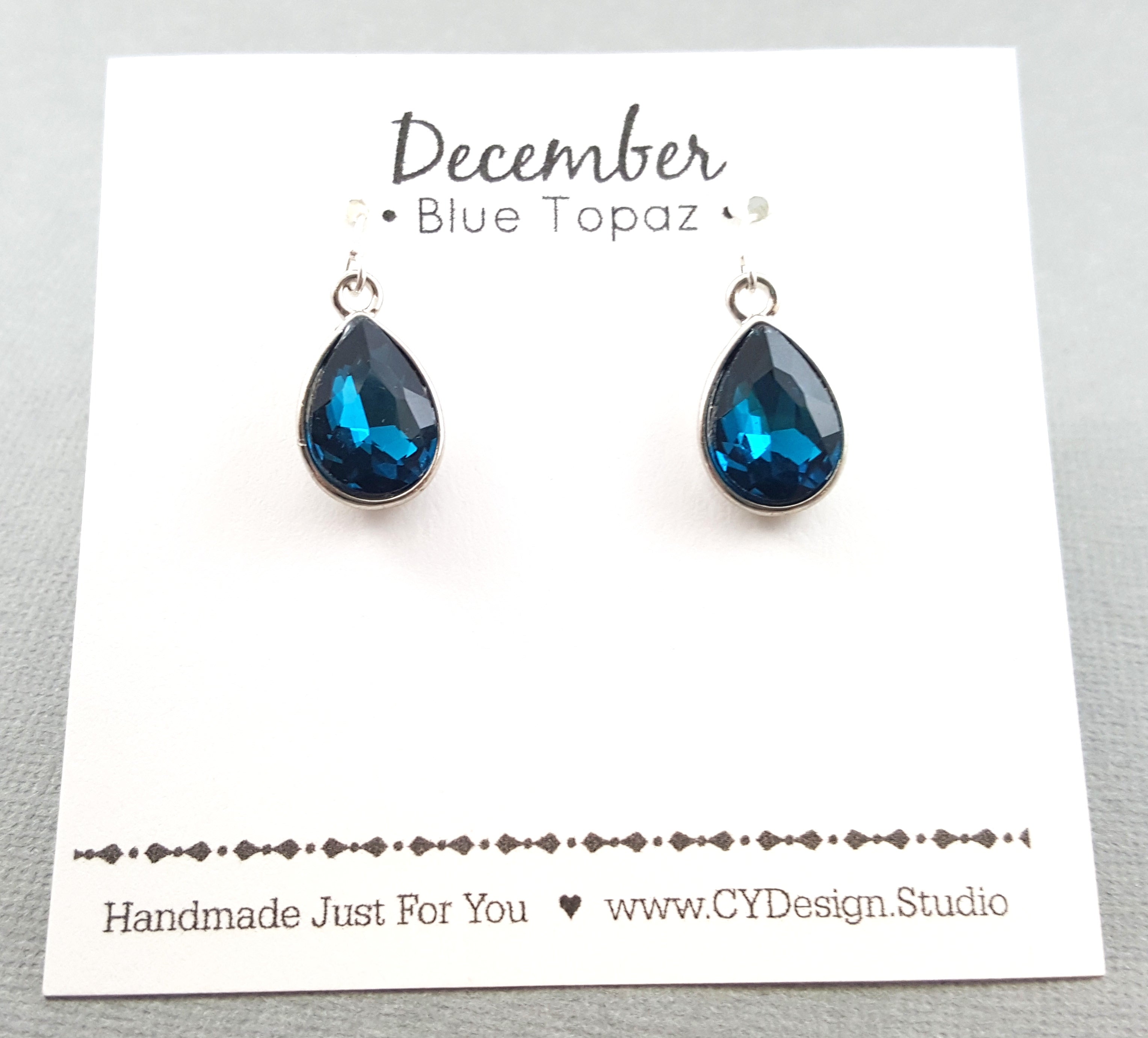 December Birthstone Earrings - Crystal Teardrop Earrings