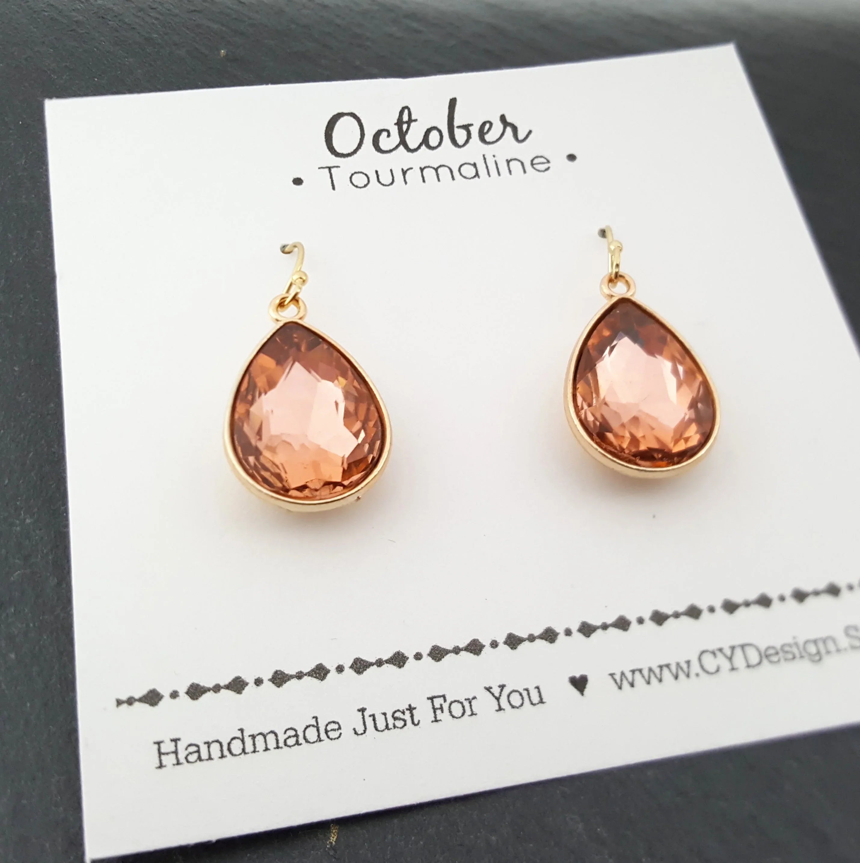 October Birthstone Earrings - Crystal Gold Filled Teardrop Earrings