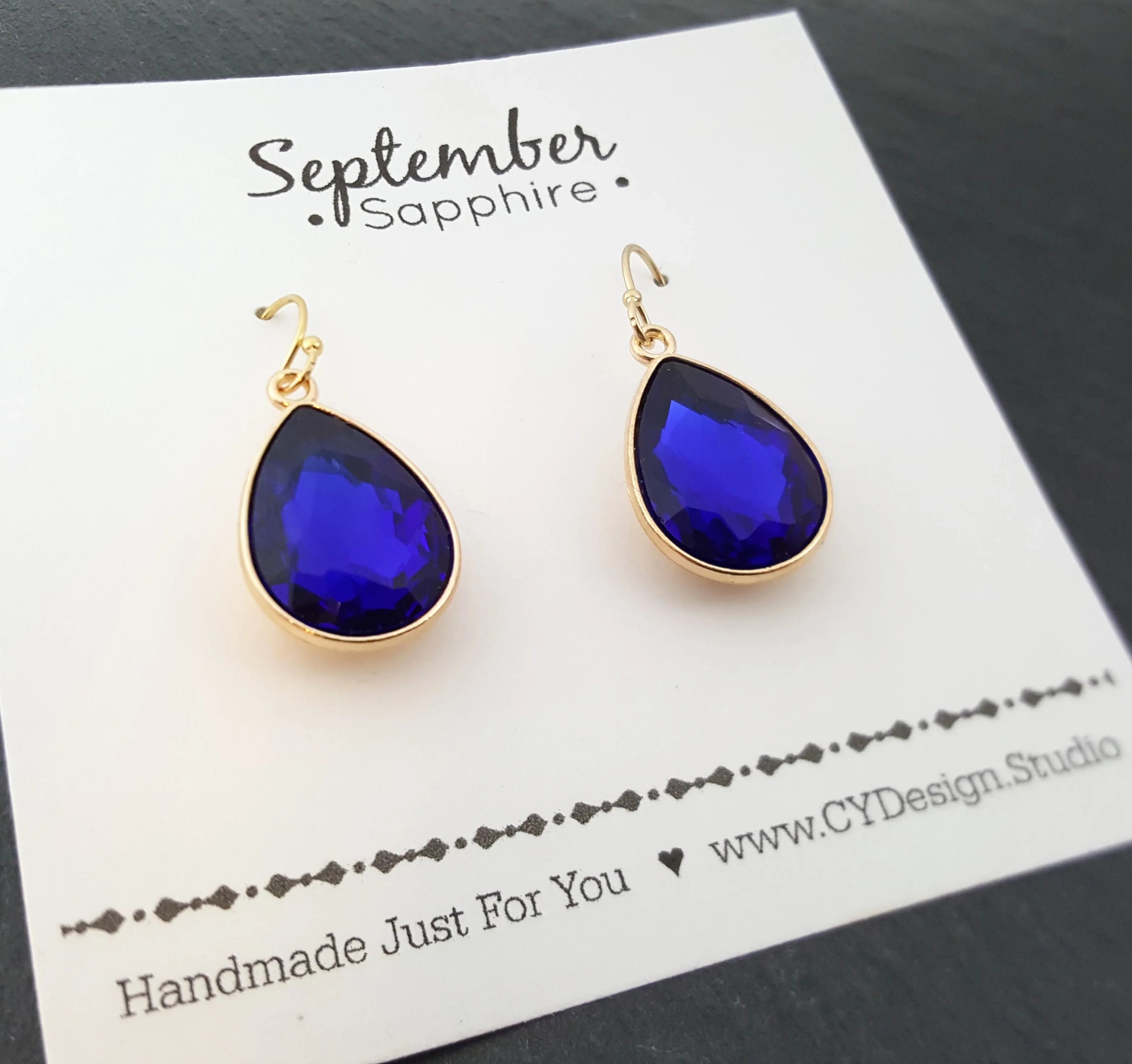 September Birthstone Earrings - Crystal Gold Filled Teardrop Earrings