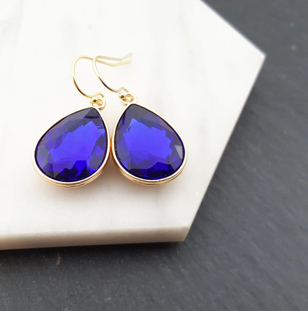 September Birthstone Earrings - Crystal Gold Filled Teardrop Earrings