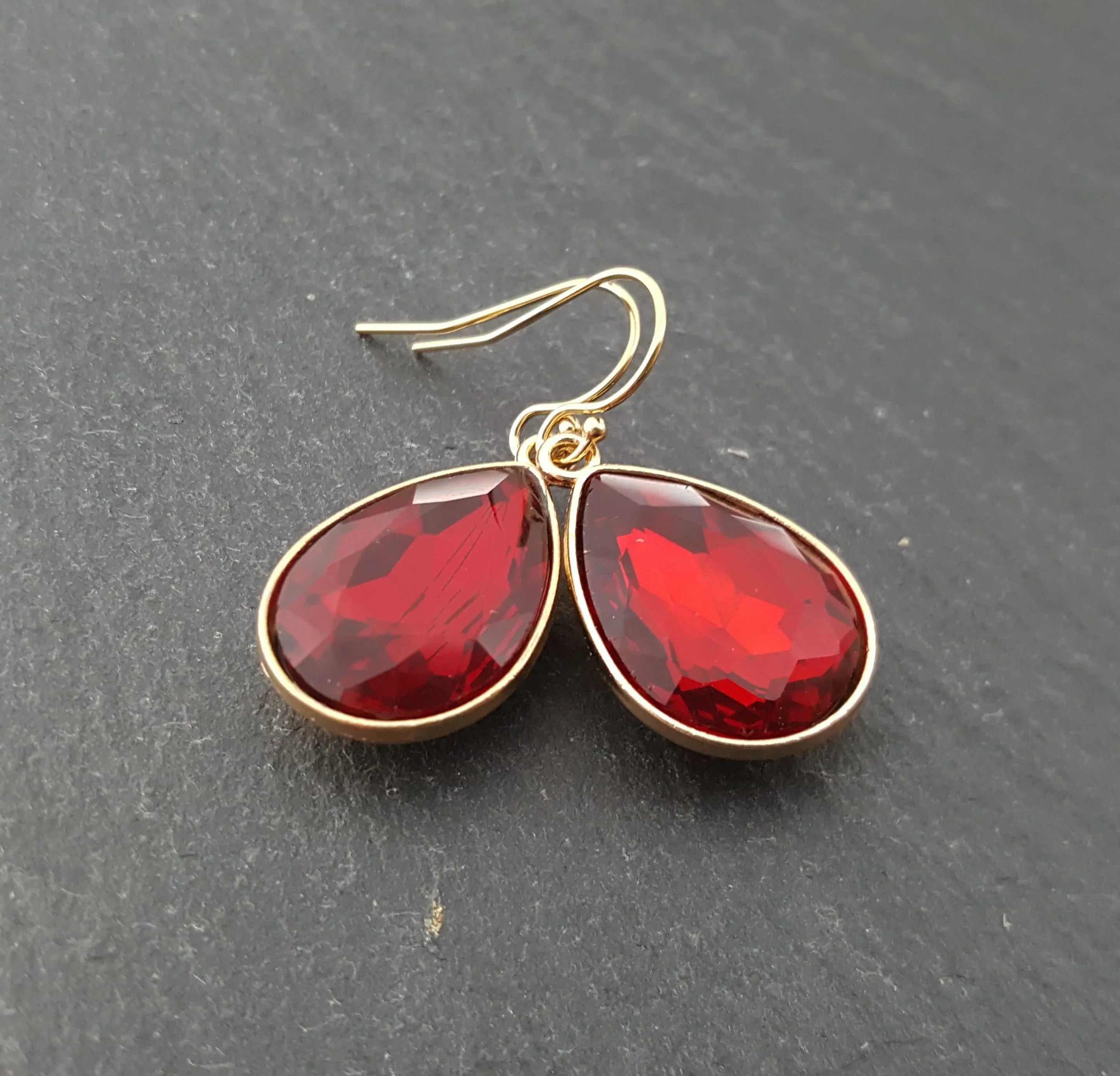 January Birthstone Earrings - Crystal Gold Filled Teardrop Earrings