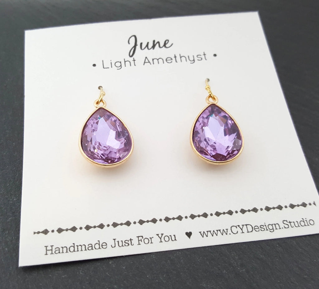 June Birthstone Earrings - Crystal Teardrop Earrings