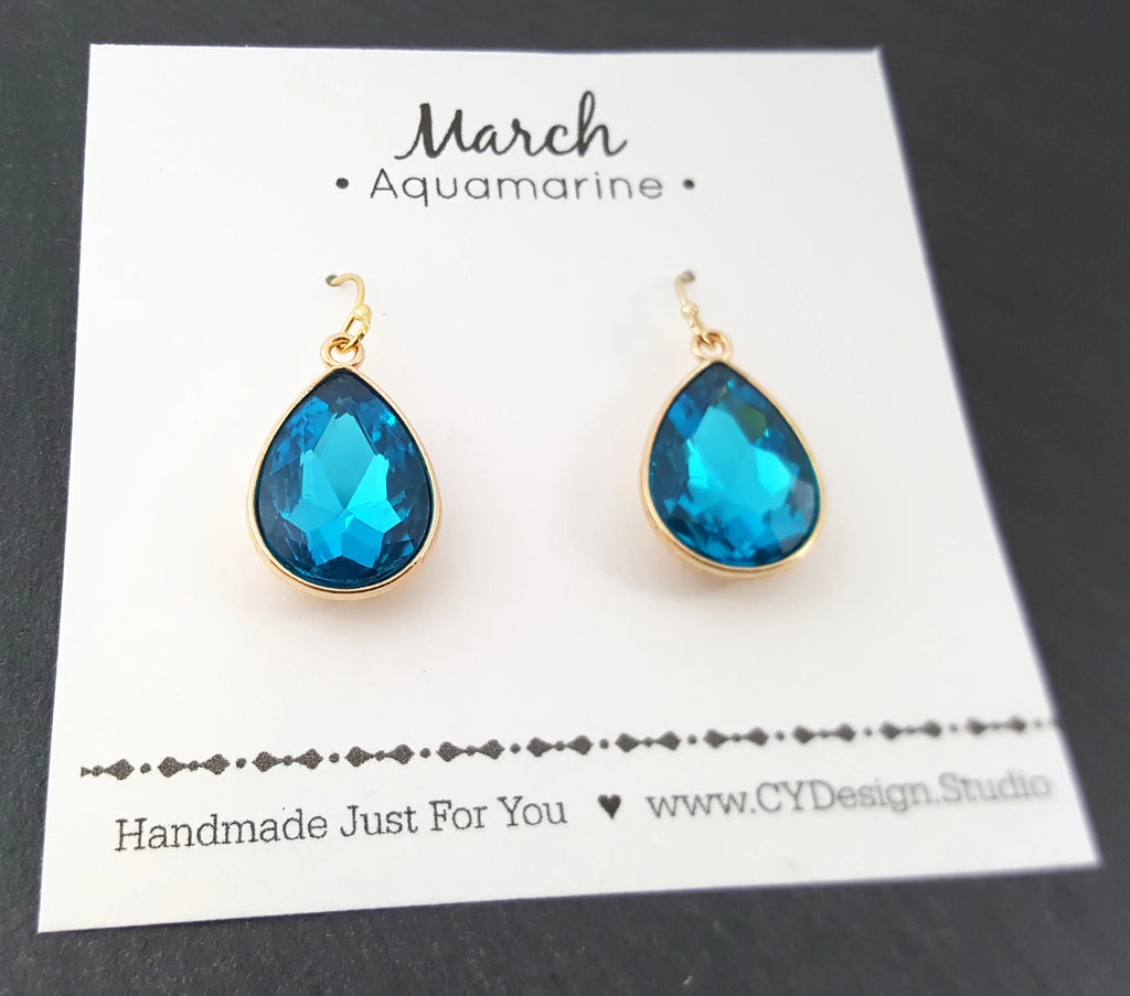 March Birthstone Earrings - Crystal Teardrop Earrings