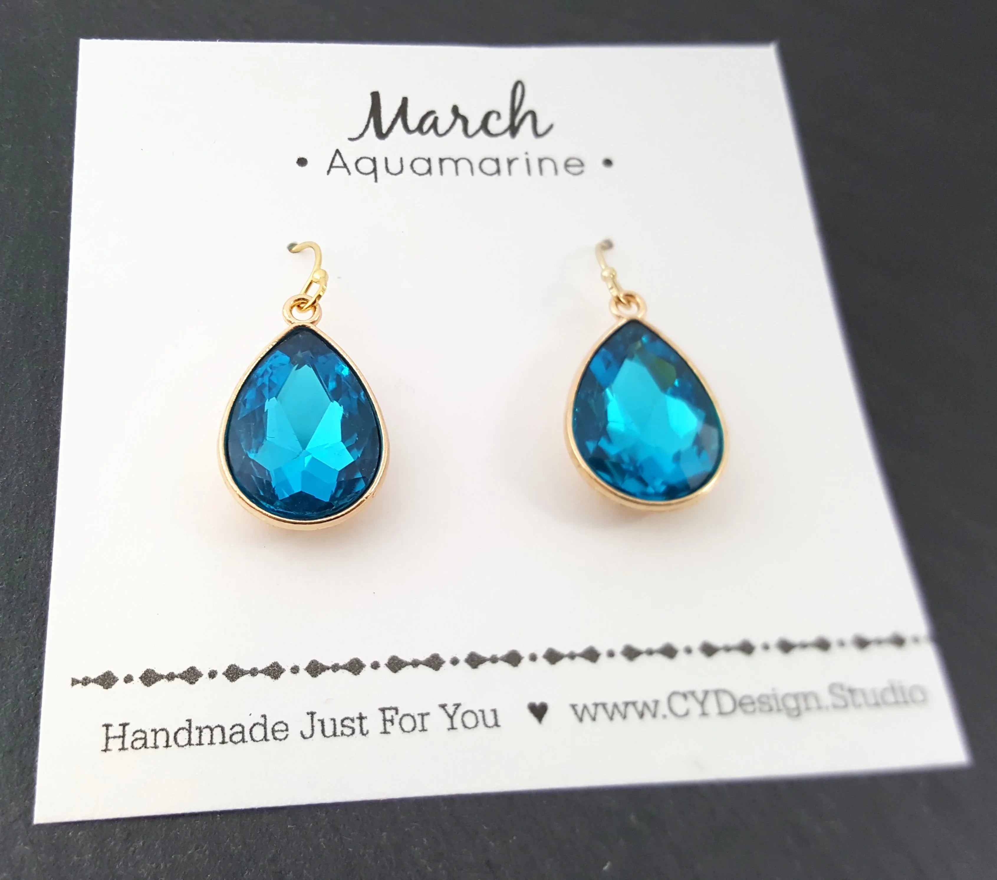March Birthstone Earrings - Crystal Teardrop Earrings