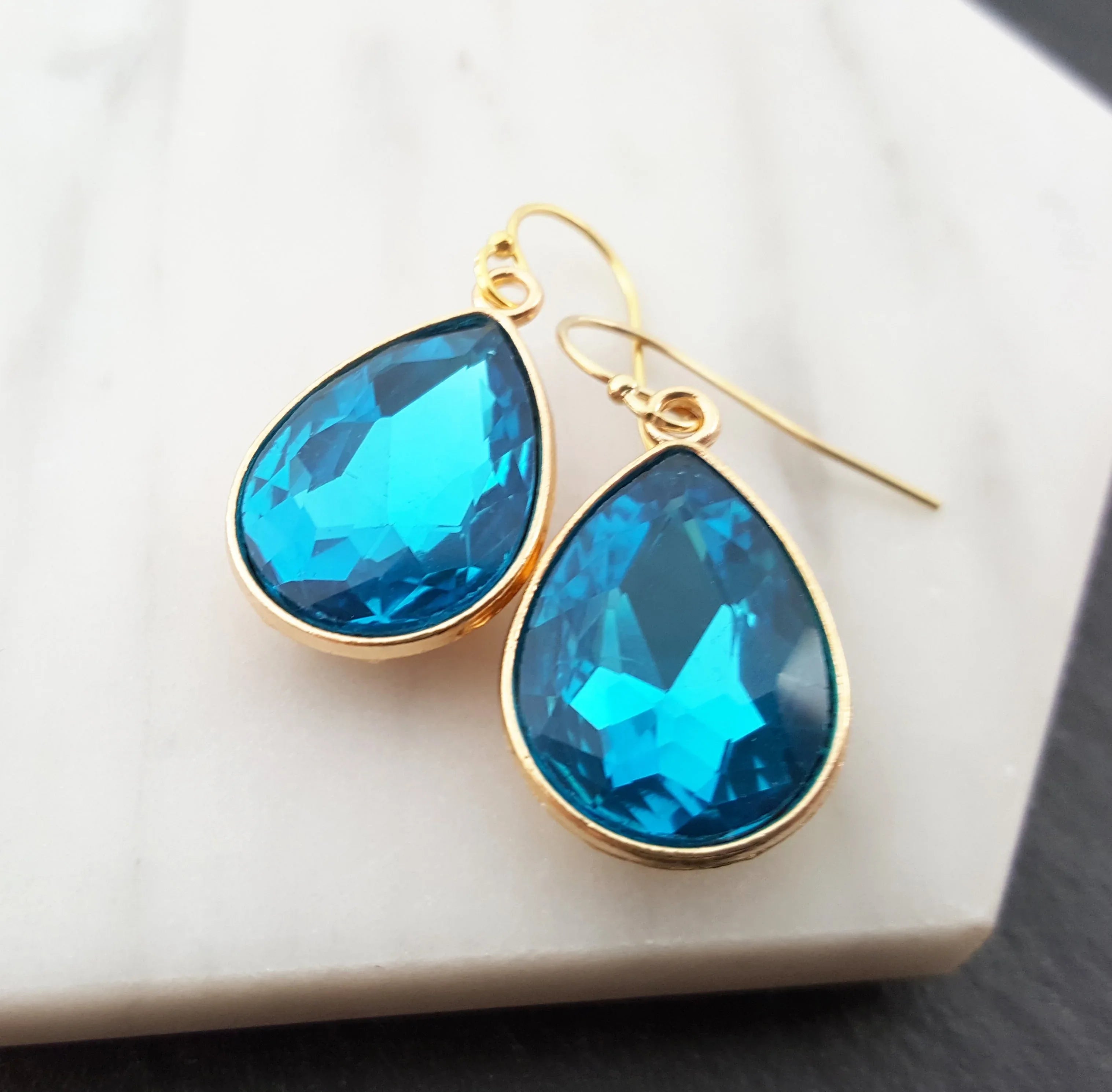 March Birthstone Earrings - Crystal Teardrop Earrings