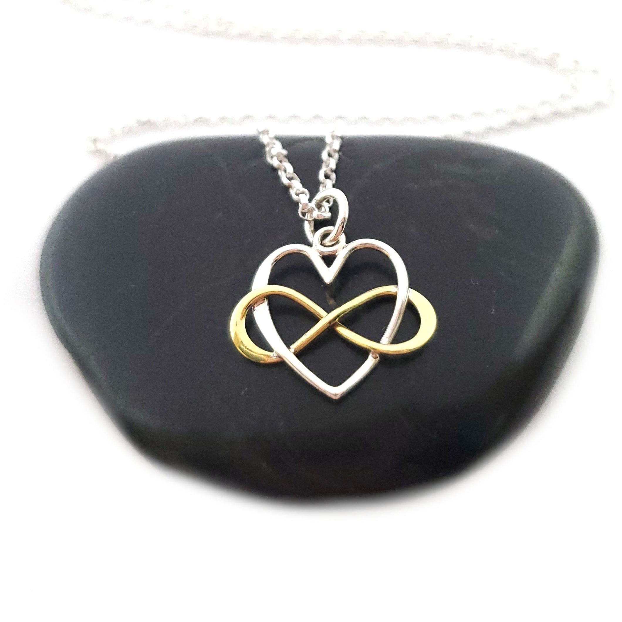 Infinity Heart Charm with Bronze Infinity Necklace - Sterling Silver Jewelry