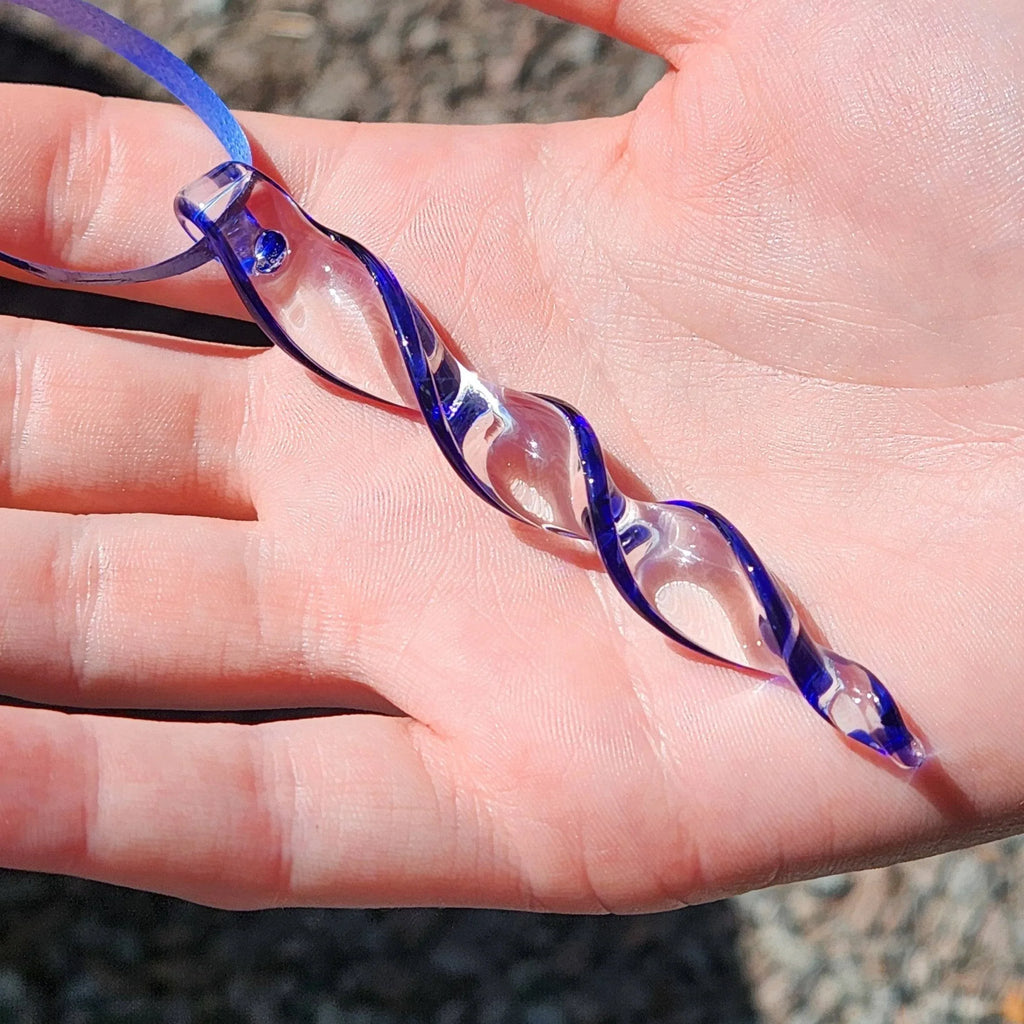 Handmade Blue Glass Icicle Christmas Ornaments – Set of 3