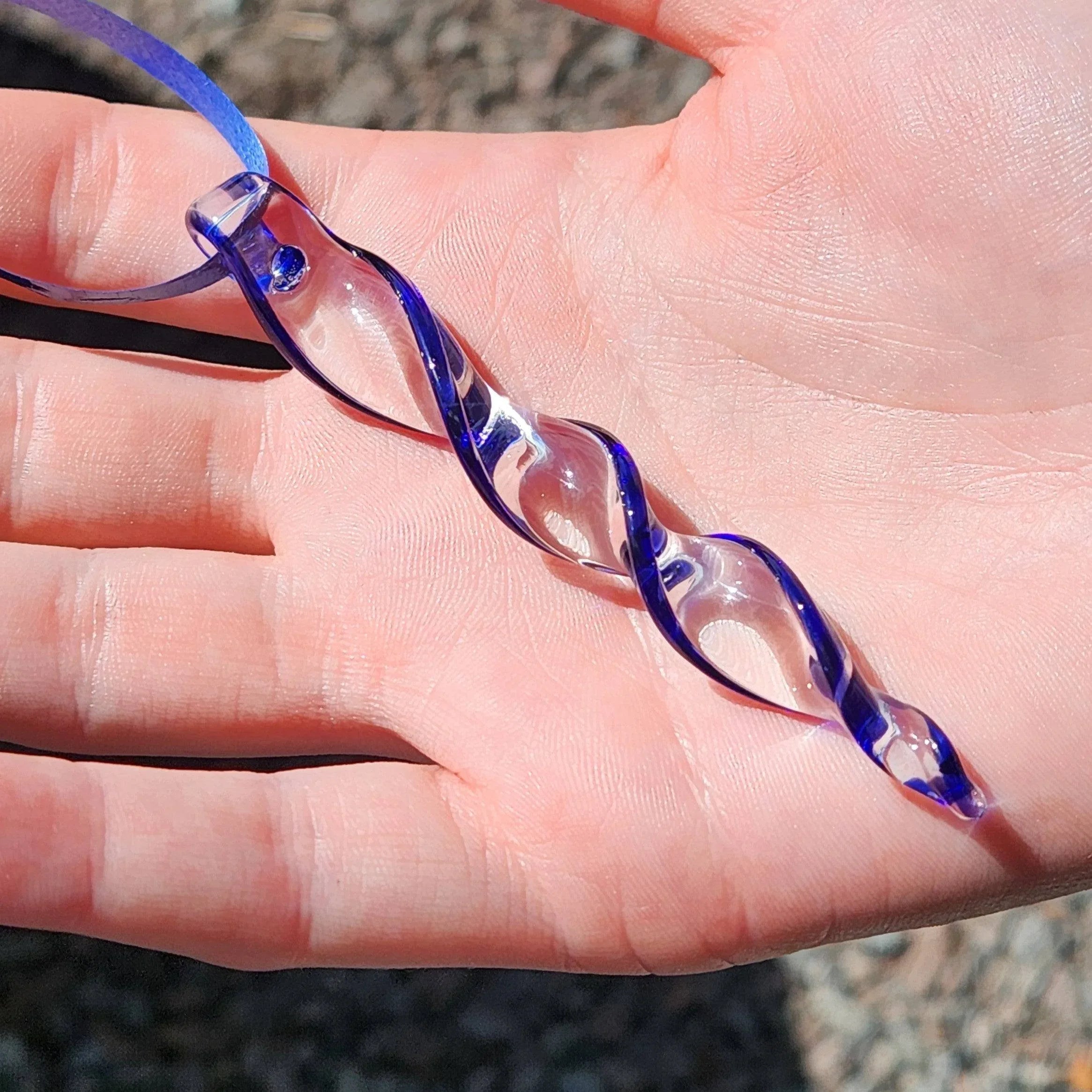 Handmade Blue Glass Icicle Christmas Ornaments – Set of 3
