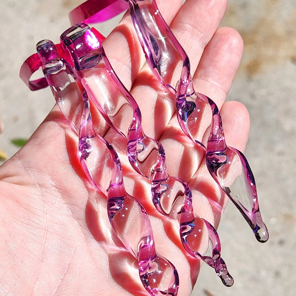 Handmade Purple Glass Icicle Ornaments & Suncatchers – Set of 3