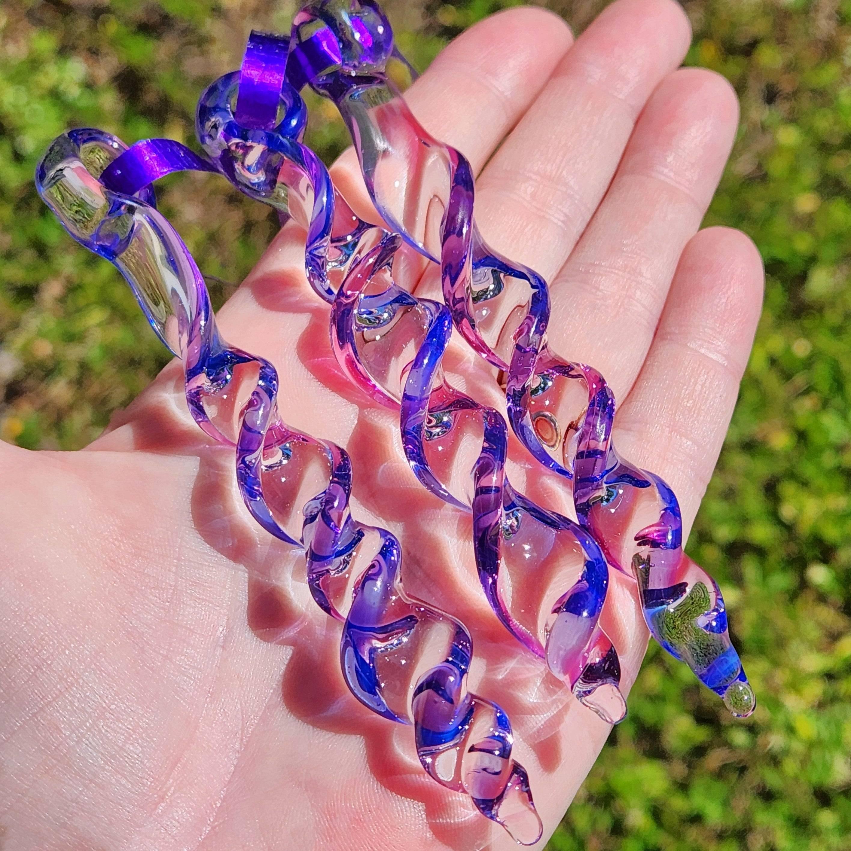 Handmade Glass Christmas Ornaments – Set of 3 Blue and Purple Suncatchers