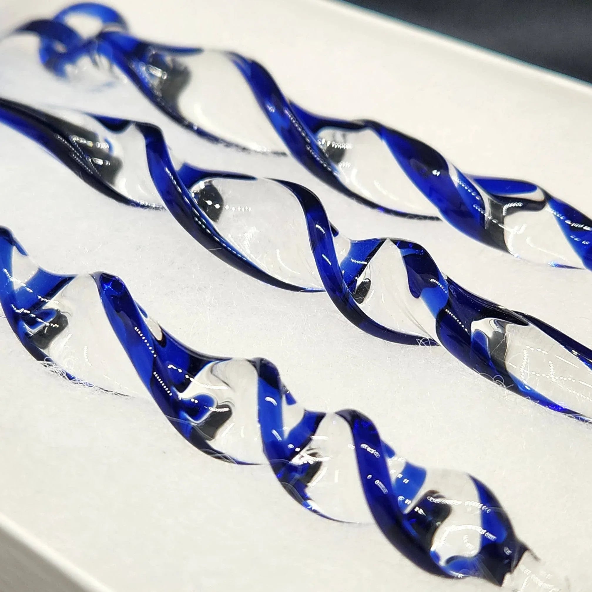 Blue Glass Christmas Tree Ornaments – Handmade Holiday Suncatcher Set