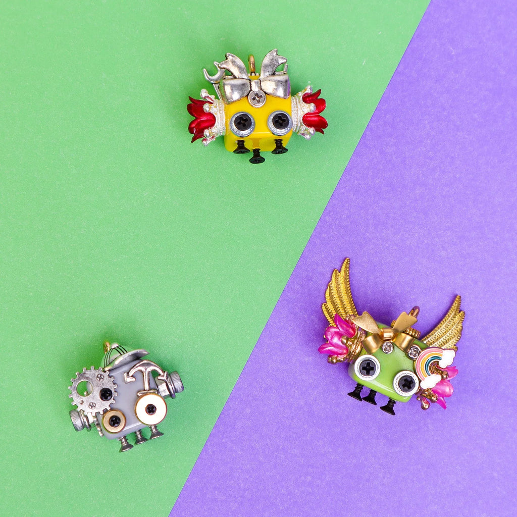 Handcrafted Wooden Bot Necklace, Keychain, or Mini Decor