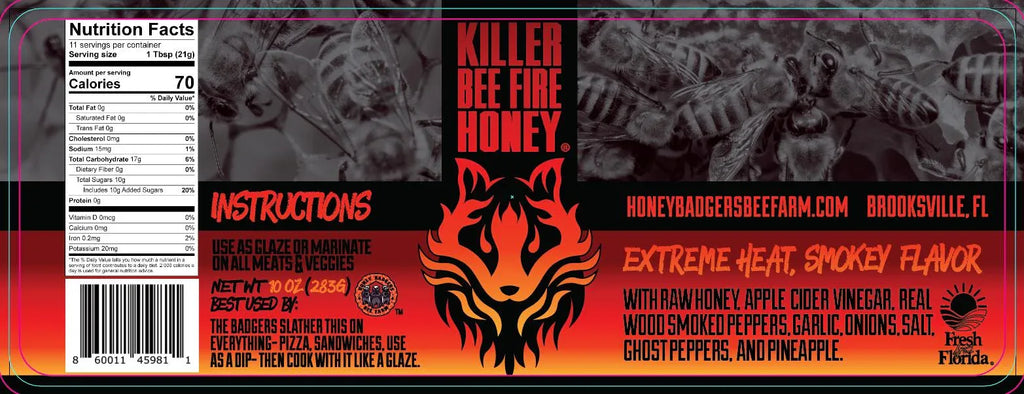 Killer Bee - Fire Honey - All Natural - Hot Honey