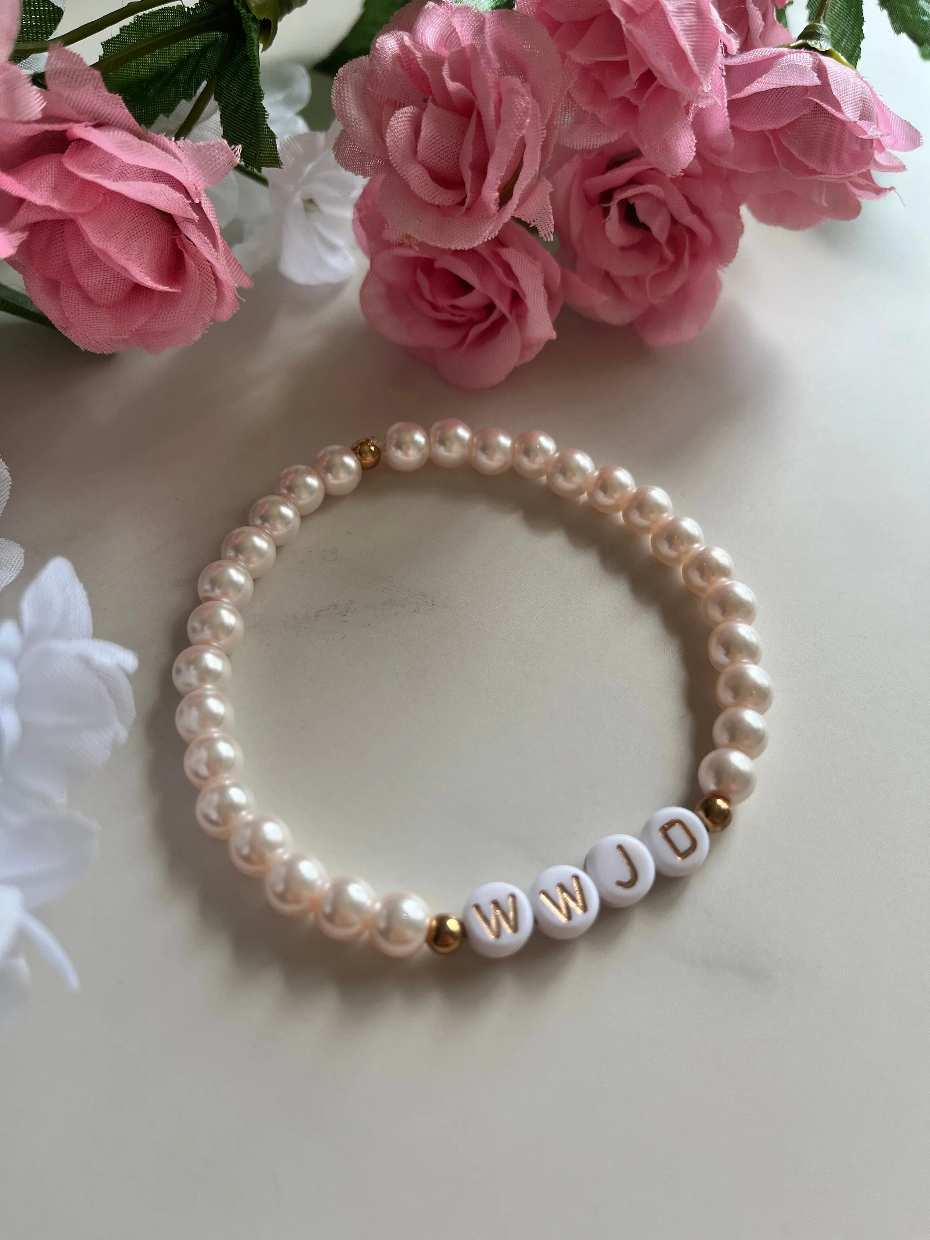 WWJD Bead Bracelet - Multi-Color Natural Stone Faith Jewelry