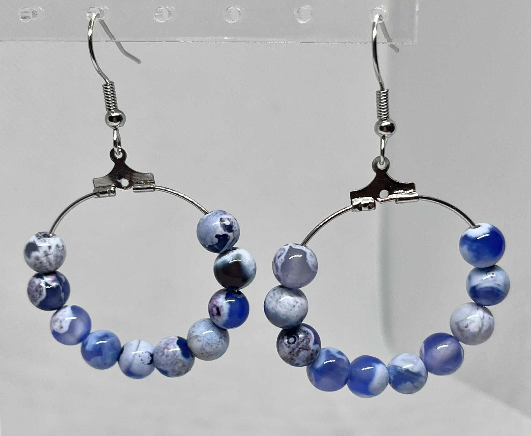 Blue Agate Earrings - Elegant Natural Stone Jewelry