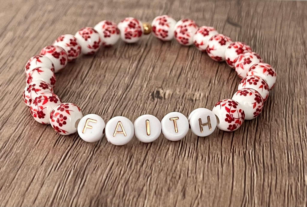 Bead Bracelet Floral Ceramic Faith Love Set