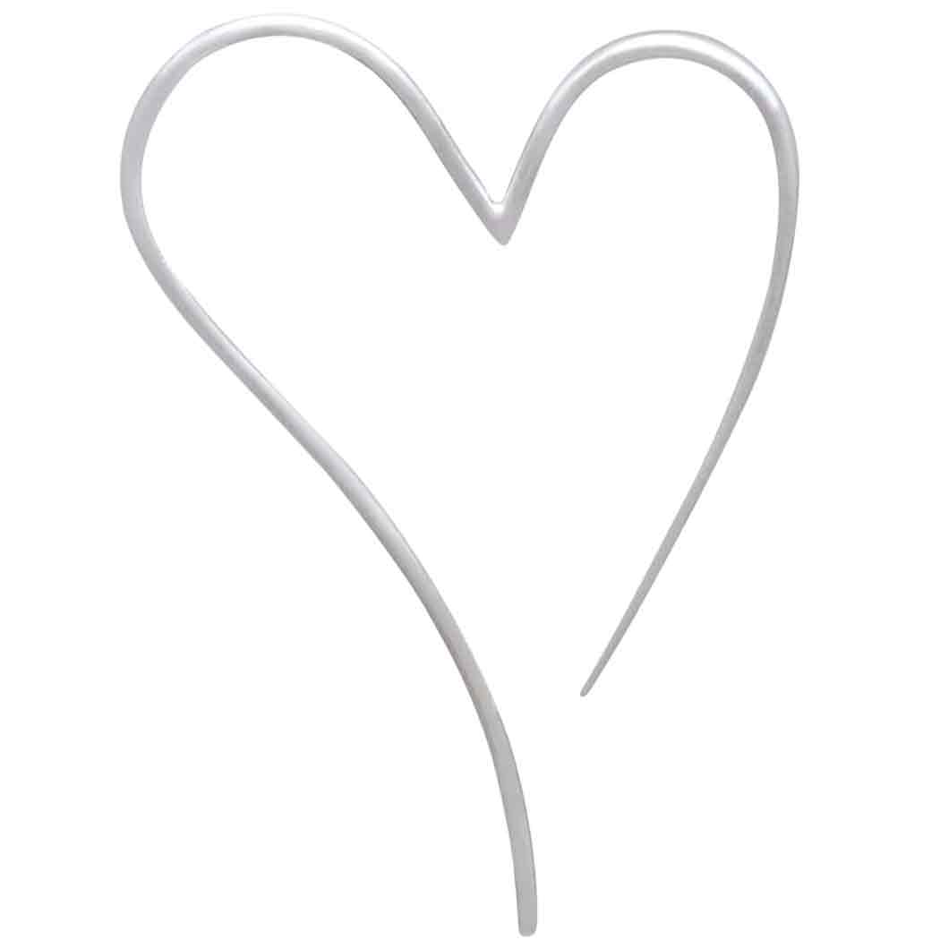 Sterling Silver Wire Heart Hoop Earrings – 39x28mm