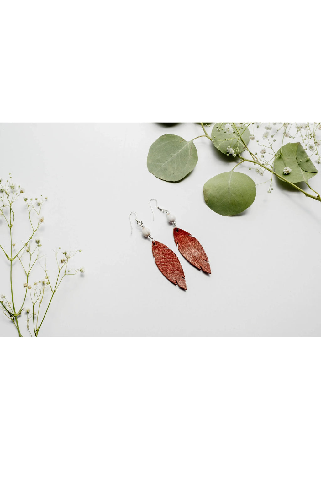 Leather Feather Earring