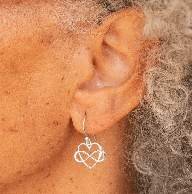 Infinity Heart Dangle Earrings – Mixed Metals - Bronze and Sterling Silver