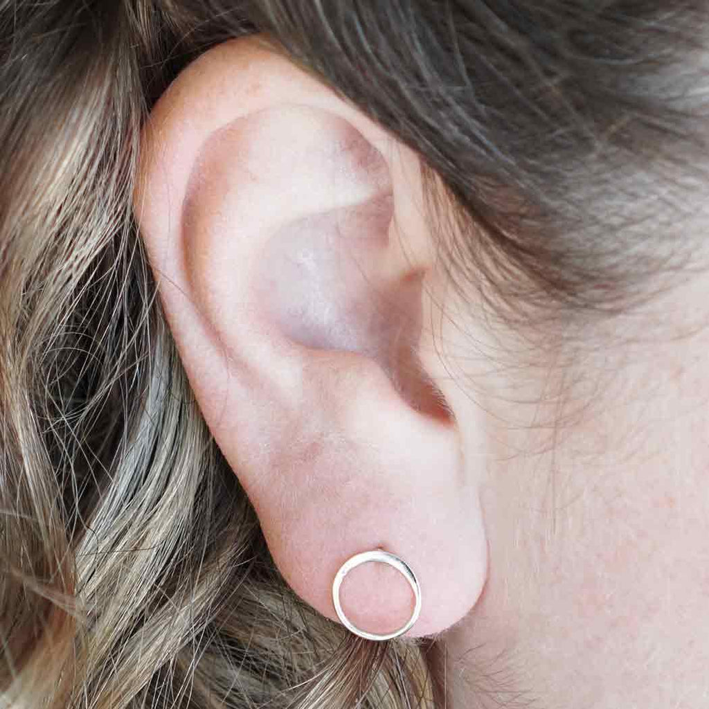 Sterling Silver Open Circle Post Earrings – 10mm Minimalist Studs