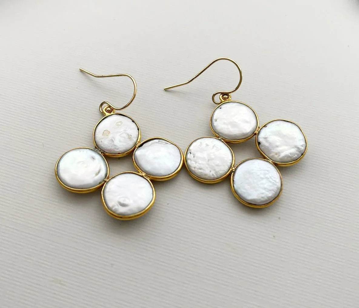 Coin Pearl Cluster Earrings – 14k Gold Filled Hooks