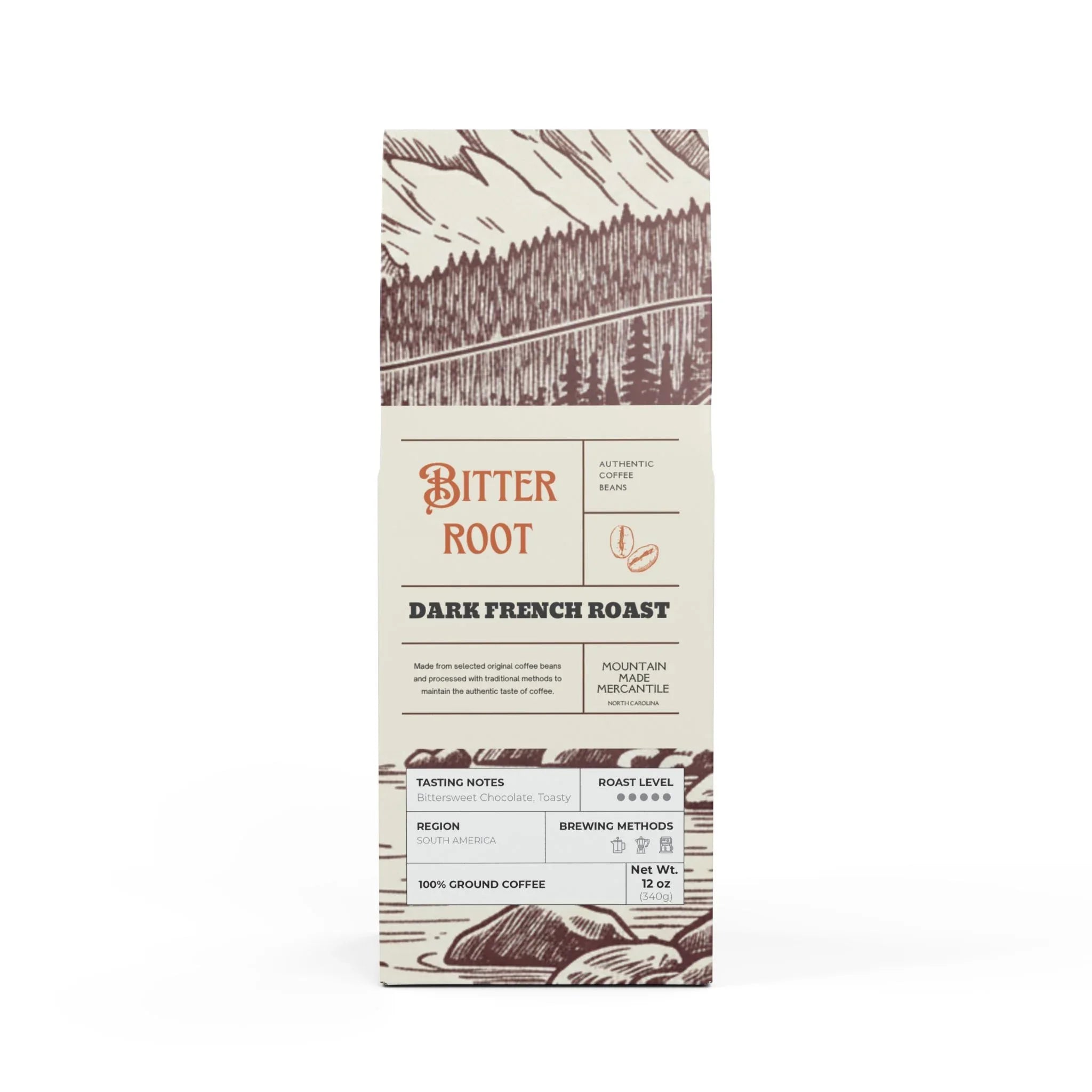 Bitterroot Coffee Blend (Dark French Roast) Ground 12oz