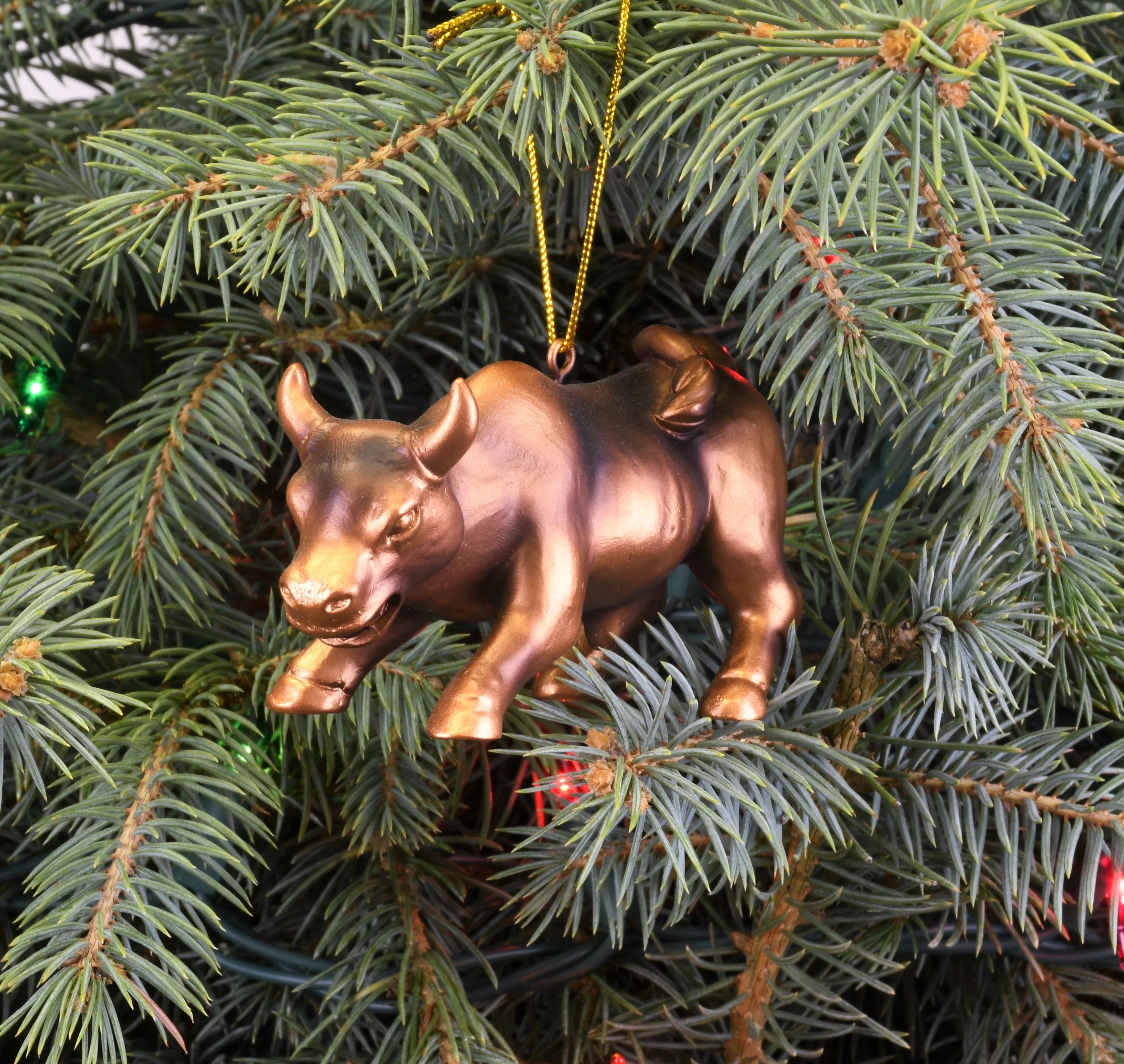 Bronze Bull Market Stock Trading ~ Day Trader Christmas Ornament
