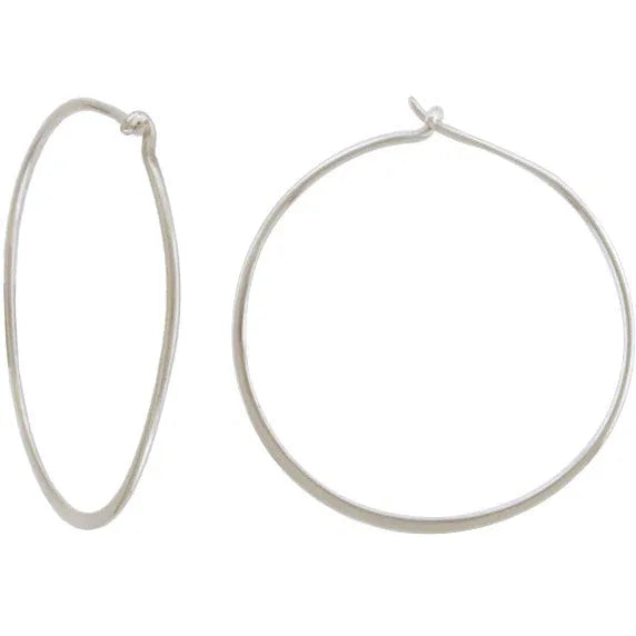 Sterling Silver Half Hammered Circle Hoop Earrings – 30mm