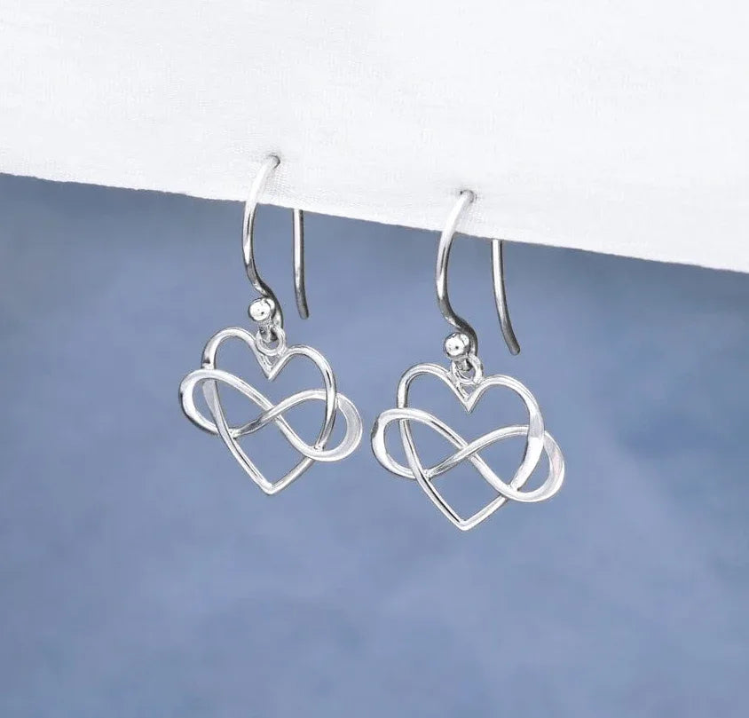 Infinity Heart Dangle Earrings – Mixed Metals - Bronze and Sterling Silver